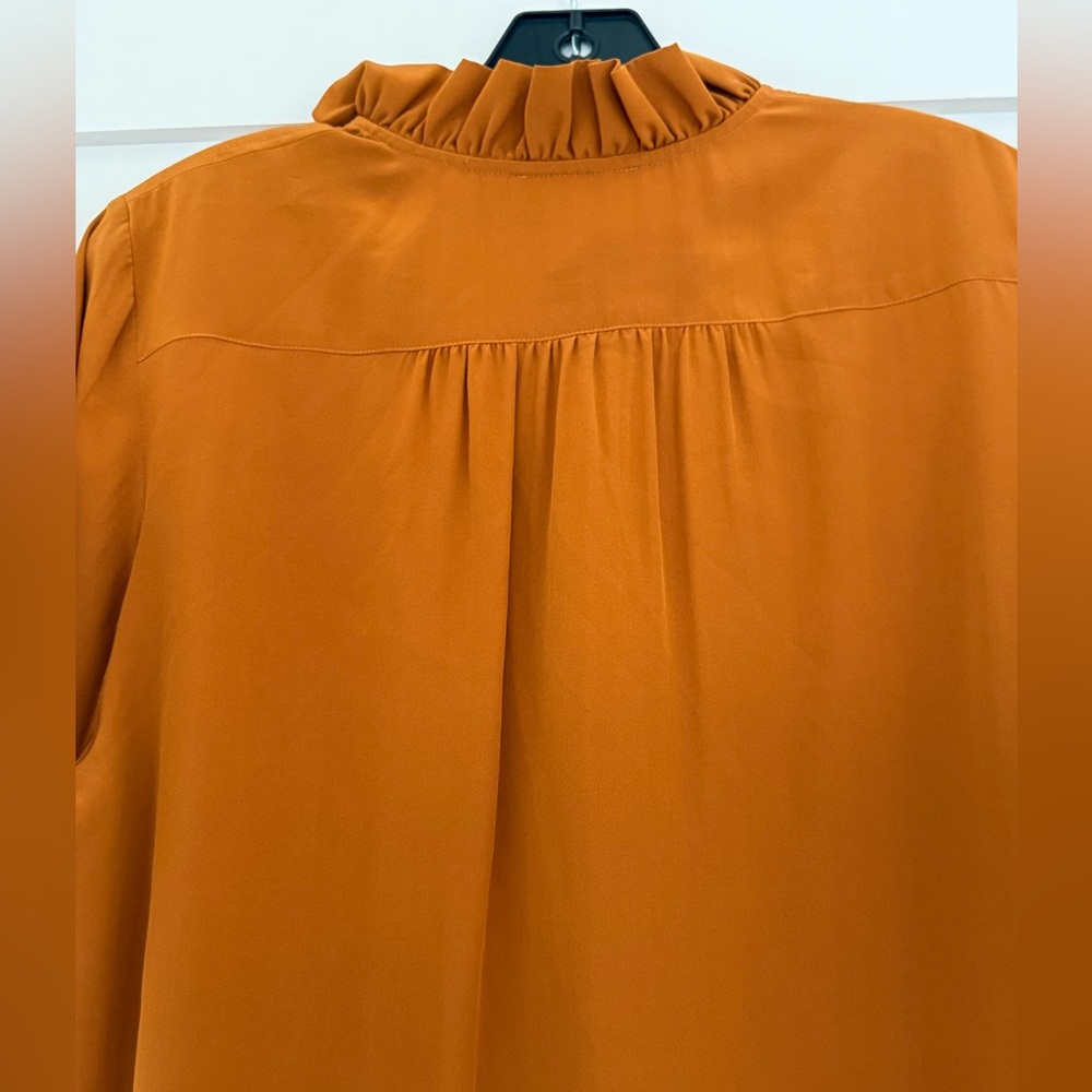 Sonia by Sonia Rykiel burnt orange short sleeve silk dress w/ ruffle collar - Picture 9 of 10
